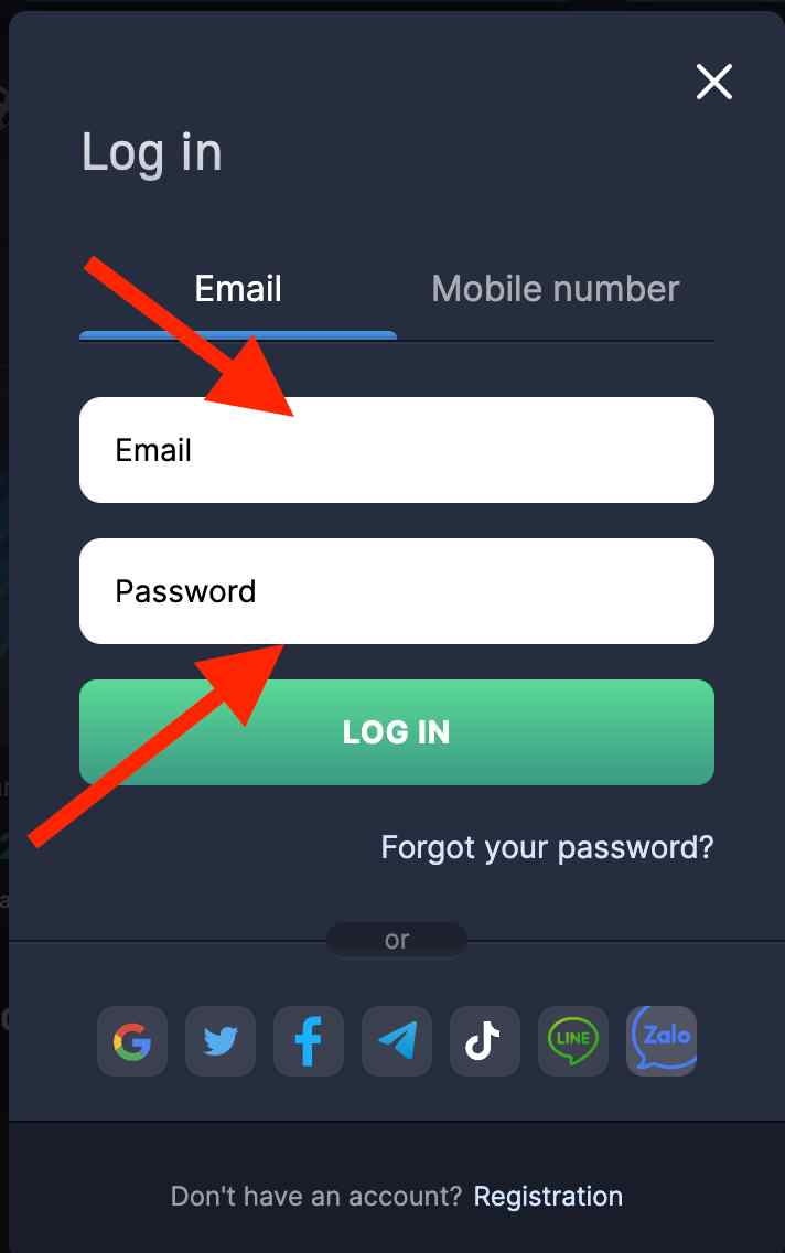 enter your login details to enter the 7SLOTS casino