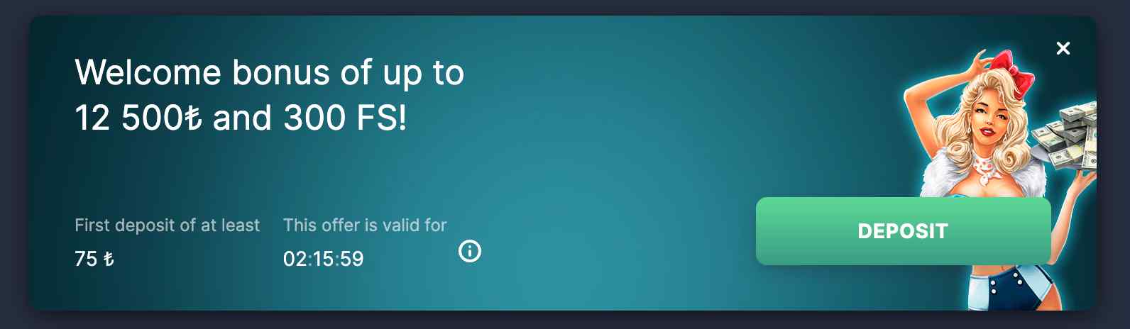Welcome bonuses for first deposit at 7slots casino